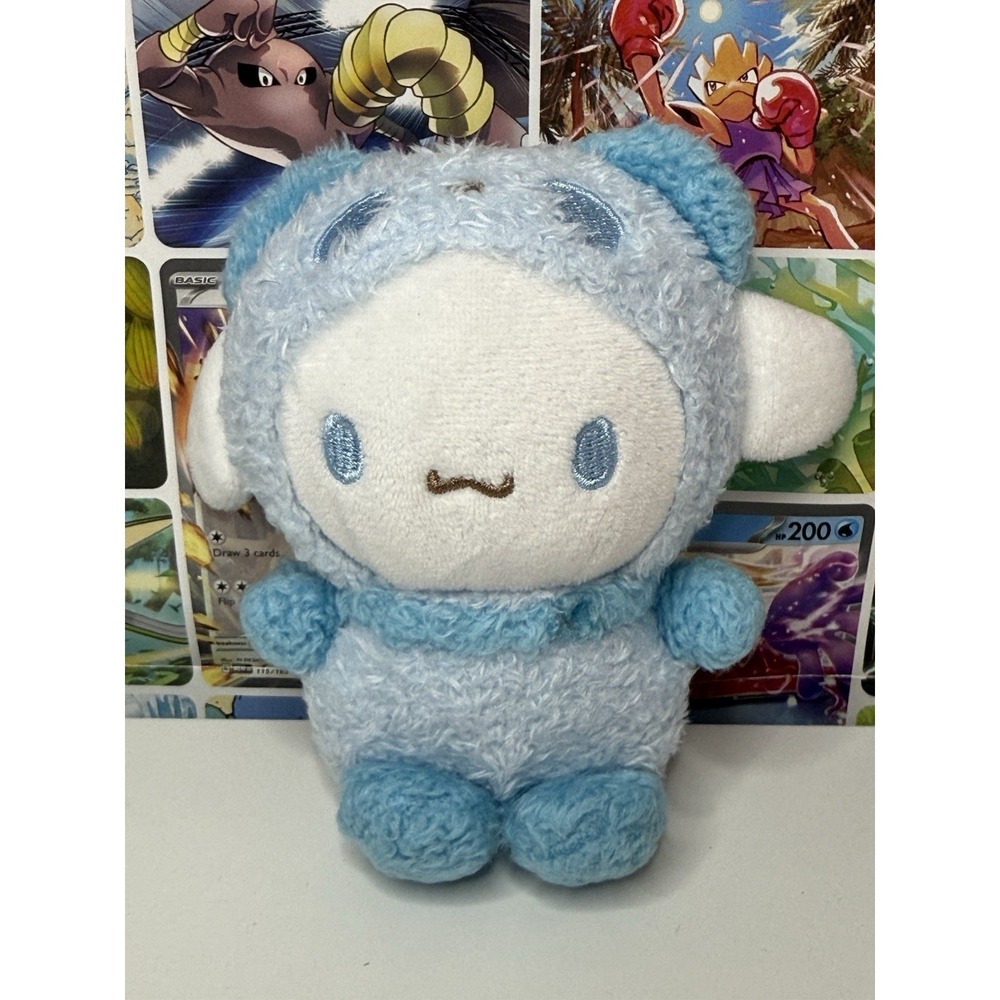 Sanrio Cinnamoroll Blue Fuzzy Plush Clip-On Keychain 4x5
